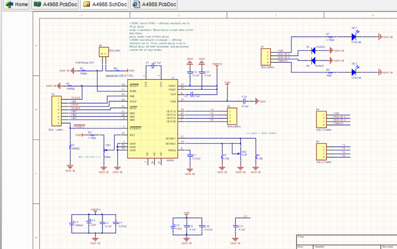 a4988步进电机控制电路模块altium设计硬件原理图pcb3d封装库文件2